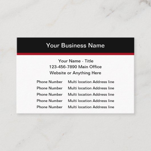 Cartes de visite de plusieurs emplacements budget  (Devant)