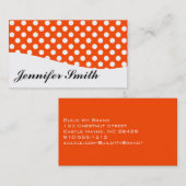 Cartes de visite de points de polka orange et blan (Devant / Derrière)