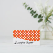 Cartes de visite de points de polka orange et blan (Debout devant)