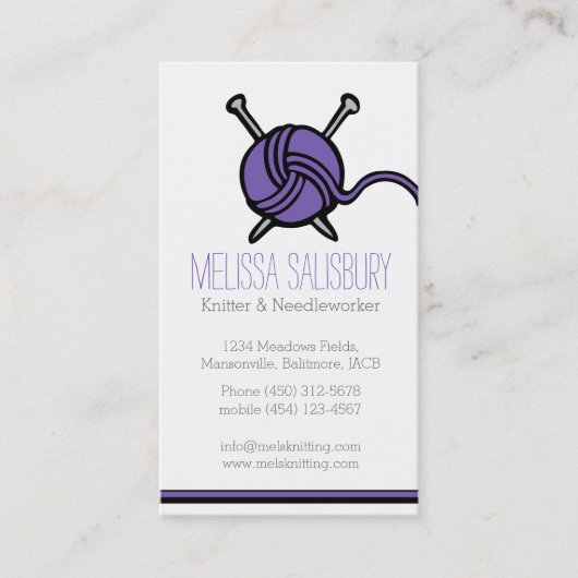 Cartes de visite de pourpre de couture de tricot (Devant)