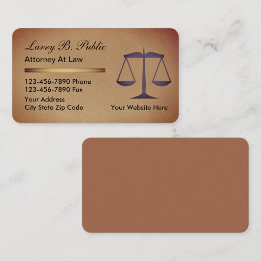 Cartes de visite de procureur classiques (Devant / Derrière)