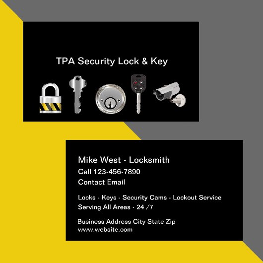 Cartes de visite de produits de sécurité Locksmith