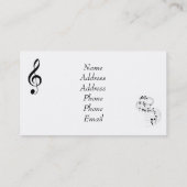 CARTES DE VISITE DE PROFESSEUR DE PIANO (Dos)