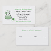Cartes de visite de professeur de Sciences (Devant / Derrière)