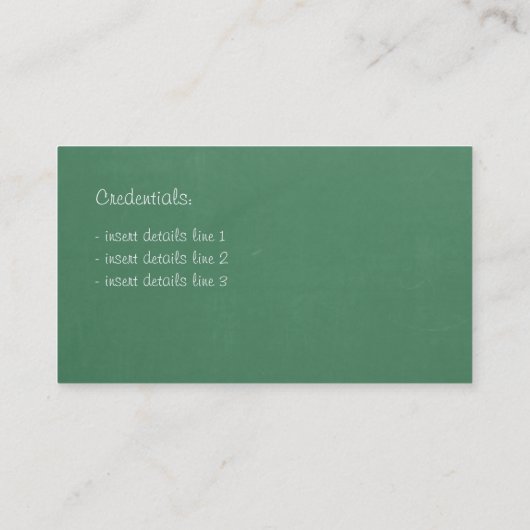 Cartes de visite de professeur de Sciences (Dos)