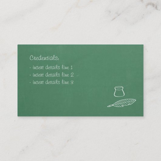 Cartes de visite de professeur d'histoire de (Dos)