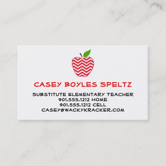 Cartes de visite de professeur remplaçant (Devant)