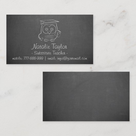 Cartes de visite de professeur remplaçant de (Devant / Derrière)