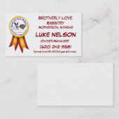 Cartes de visite de Rabbitry d'amour fraternel (Devant / Derrière)