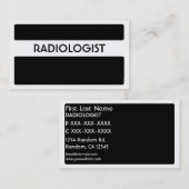 Cartes de visite de radiologiste noir blanc (Devant / Derrière)