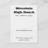 Cartes de visite de ranch de montagne (Dos)