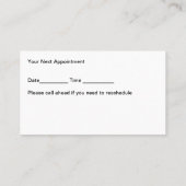 Cartes de visite de rappel de rendez-vous des méde (Dos)