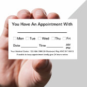 Cartes de visite de rappel des rendez-vous au bure