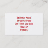 Cartes de visite de Red Hot Chili Peppers (Dos)