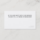 Cartes de visite de refroidissement de chauffage (Dos)