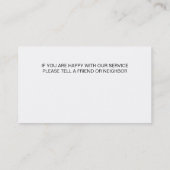 Cartes de visite de refroidissement de chauffage (Dos)