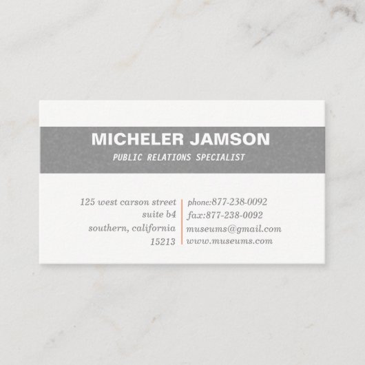 Cartes de visite de relation publique (Devant)