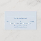 Cartes de visite de rendez-vous chez les dentistes (Dos)