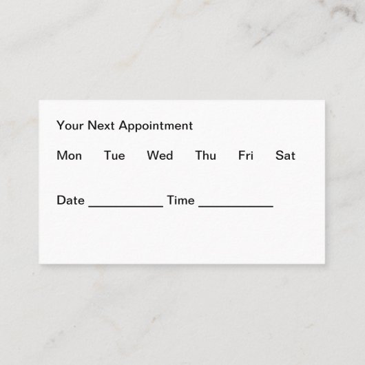 Cartes de visite de rendez-vous coiffeur tendance (Dos)