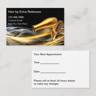 Cartes de visite de rendez-vous de coiffeur chic