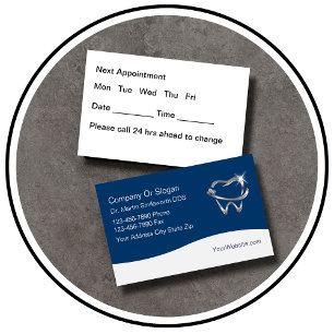 Cartes de visite de rendez-vous de dentiste de lux
