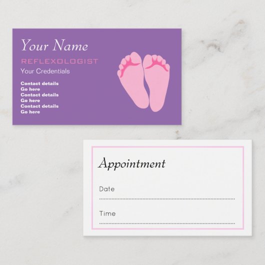 Cartes de visite de rendez-vous de Reflexologist (Devant / Derrière)