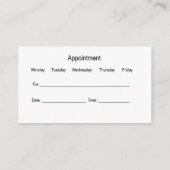 Cartes de visite de rendez-vous des dentistes mode (Dos)