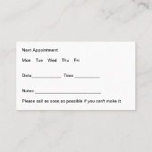 Cartes de visite de rendez-vous du médecin des soi (Dos)