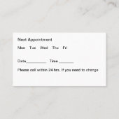 Cartes de visite de rendez-vous du médecin des soi (Dos)
