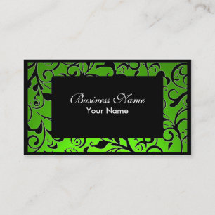 Cartes de visite de rendez-vous en noir vert damas