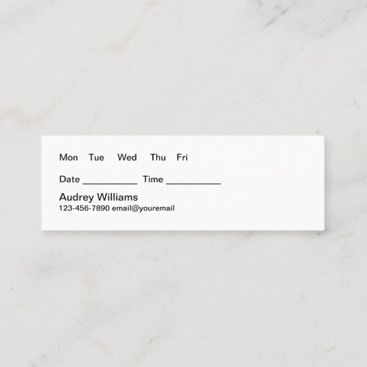 Cartes de visite de rendez-vous maniériste classiq (Dos)