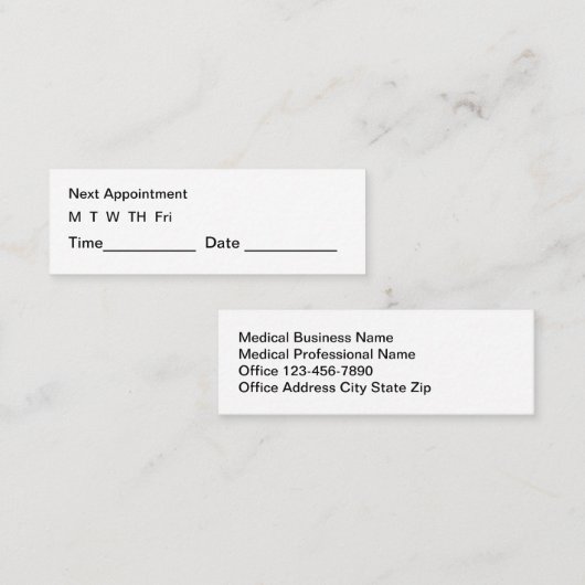 Cartes de visite de rendez-vous Médicales compacts (Devant / Derrière)
