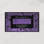 Cartes de visite de rendez-vous noir violet damass (Dos)