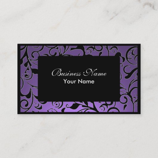 Cartes de visite de rendez-vous noir violet damass (Devant)