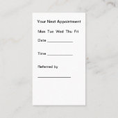 Cartes de visite de rendez-vous pour dentiste élég (Dos)