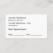 Cartes de visite de rendez-vous pour la manucure à (Dos)
