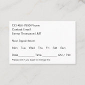 Cartes de visite de rendez-vous pour le massage de (Dos)