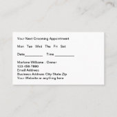 Cartes de visite de rendez-vous pour les animaux d (Dos)