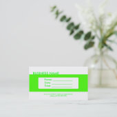 Cartes de visite de rendez-vous simple néon vert (Debout devant)