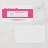 Cartes de visite de rendez-vous simple rose blanc (Devant / Derrière)