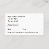 Cartes de visite de rendez-vous tendance coiffeur (Dos)