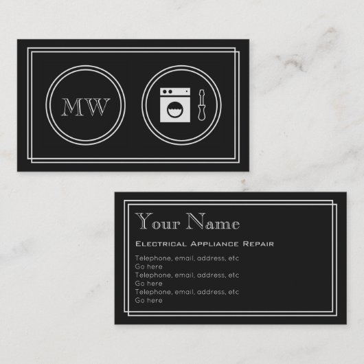 Cartes de visite de réparation d'appareils "de (Devant / Derrière)