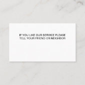 Cartes de visite de réparation de l'écran de cage  (Dos)