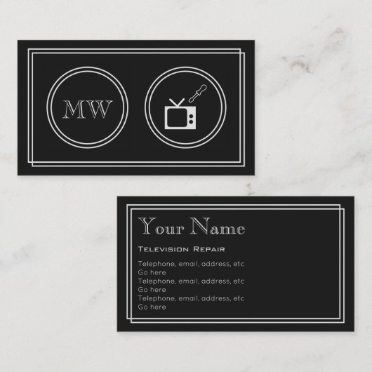 Cartes de visite de réparation de télévision "de (Devant / Derrière)