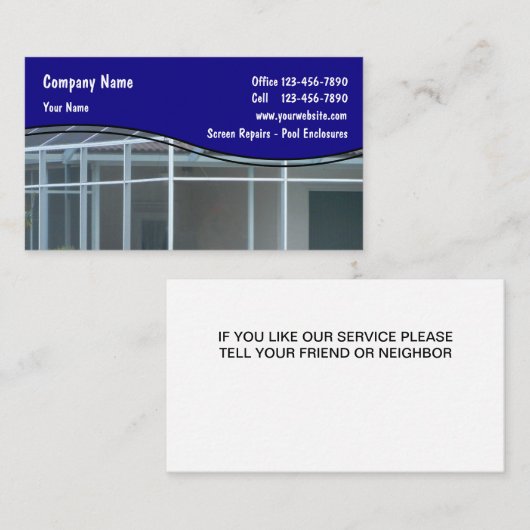 Cartes de visite de réparation d'écran (Devant / Derrière)