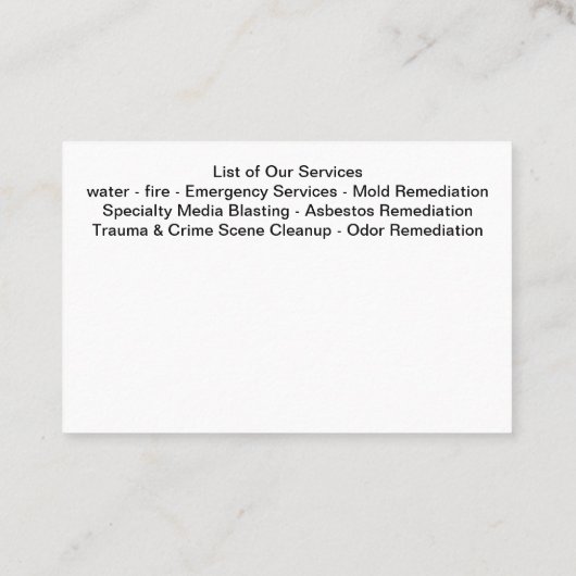 Cartes de visite de réparation d'urgence (Dos)