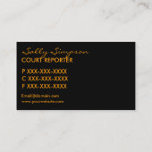 Cartes de visite de reporter d'un tribunal artisti (Dos)