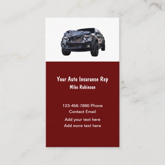 Cartes de visite de représentant en assurance auto (Devant)