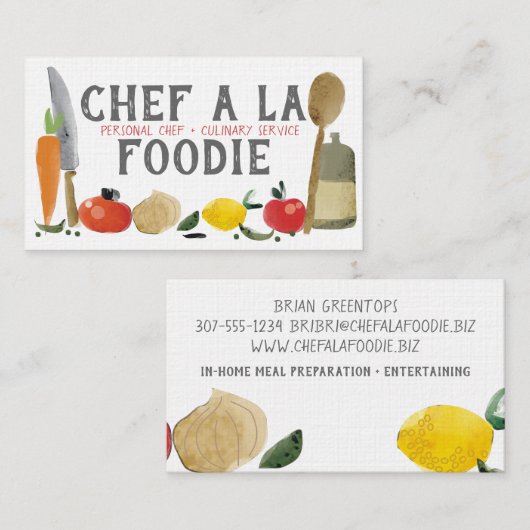 cartes de visite de restauration de chef de (Devant / Derrière)