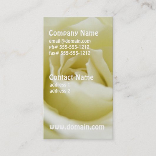 Cartes de visite de rose blanc (Devant)